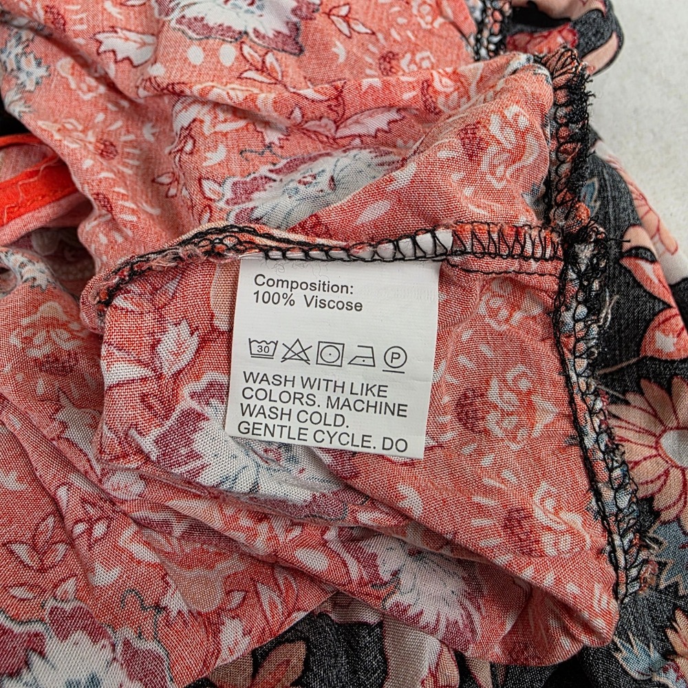 Prettygarden Women Large‎ Maxi Dress Black Orange Floral Boho High Low Excellent - Picture 10 of 11